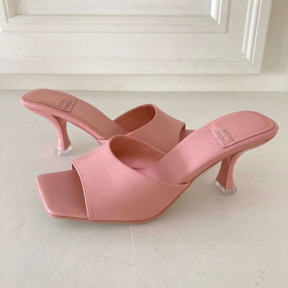 NWOT Jeffery Campbell Anthropologie Square Toe Pink Leather Mule Heels